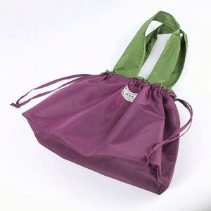 Fashion Portable Eco-friendly <b>Waterproof</b> Nylon <b>Drawstring</b> Shop Tote <b>Bag</b> Large Reusable Foldable Shopping <b>Bag</b> - Product Image 4