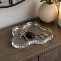 Présentoir en acrylique personnalisé, plateau à clés transparent, organisateur de valet d'entrée, plateau de rangement peu profond avec séparateur, impression de logo