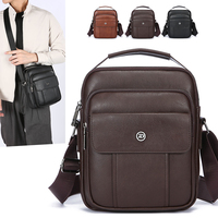 Tas Selempang Pria Bahan PU Anti Air, Tahan Gores, dengan Tutup Magnetik, Model Crossbody Messenger