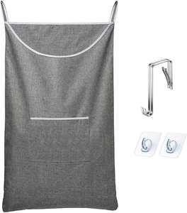 Sac à linge suspendu personnalisable en polyester 600D, grand format, durable, avec poche avant zippée, solution de rangement de vêtements peu encombrante, Homey - Product Image 1