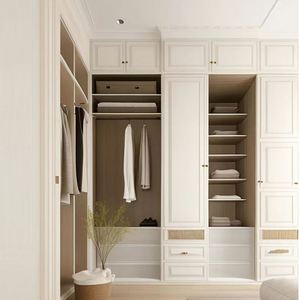 Armoires de chambre à coucher en bois de style européen simple, hauteur réglable, design moderne, panneau HDF personnalisé - Product Image 2