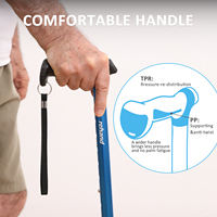 Canne de marche Rehand M-Quad en aluminium réglable, légère, portable, avec base large, tout-terrain, embout antidérapant, capacité de charge de 158 kg pour personnes âgées