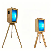 Dubbelzijdige retro houten fotohokje draagbare touchscreen selfie kiosk compatibel met DSLR iPad voor bruiloft feest
