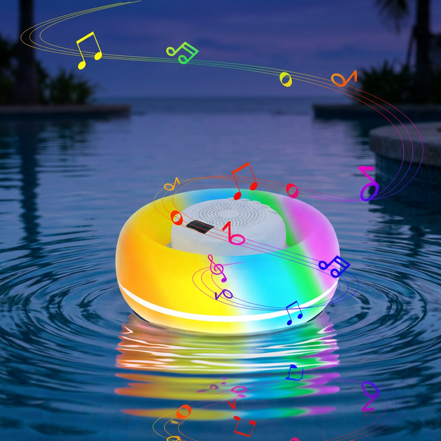 New Arrival High Quality IPX6 Floating Blue Tooth Speaker Waterproof RGB LED Light Wireless Audio Speaker for Home Outdoor Use