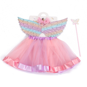 Set Costume da Principessa Fata Farfalla Include Ali Scintillanti, <span class=keywords><strong>Gonna</strong></span> Tutu e Bacchetta per Travestimenti da Bambina - Product Image 5