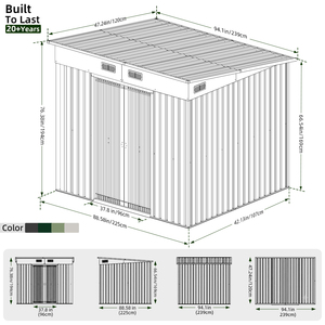 Abri de jardin métallique en gros, conception directe usine, solution de rangement extérieur modulaire résistante aux intempéries - Product Image 4