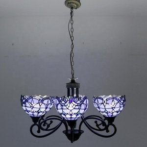 LongHuiJing Rose Pendant Lamp 3Lights Tiffany Style Stained Art Glass Hanging <b>Light</b> Home Table Lamp Stained Glass Lamp - Product Image 5