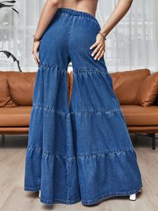 Wholesale Wide Leg <strong>Women</strong> Flare <strong>Jeans</strong> <strong>Boot</strong> <strong>Cut</strong> Denim Bottom Culottes <strong>Jeans</strong> <strong>for</strong> <strong>Women</strong> - Product Image 2