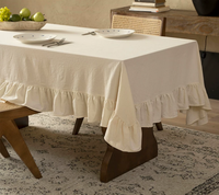 Nappe de table rectangulaire de luxe rétro française haut de gamme en pur coton uni teint, pour table basse