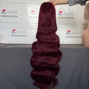 Peluca Transparente 99J, 180% de Densidad, Cabello Humano Largo, con Cabello de Bebé, Ondulado, Pre-Desplumado - Product Image 3