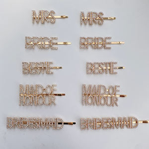 Tracy & Herry-Pin de pelo de perlas para mujer, <span class=keywords><strong>con</strong></span> <span class=keywords><strong>palabras</strong></span> de alta calidad, <span class=keywords><strong>con</strong></span> letras de Metal, diamantes de imitación, Clip para el pelo, accesorios para el cabello para novia - Product Image 1