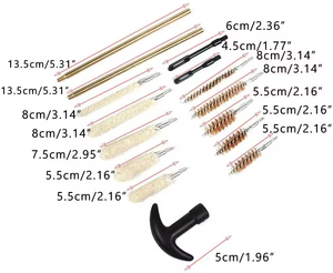 Kit de nettoyage 16 pièces avec tiges en laiton, brosses en bronze et serpillières en coton, dans un étui zippé pour l'entretien des équipements d'extérieur - Product Image 3