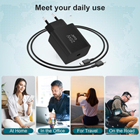 Chargeur rapide GaN 25W PD, adaptateur mural Type-C, prise EU, avec 1 câble Type-C vers Type-C, ensemble de charge pour téléphone pour iPhone Samsung