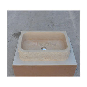 Newstar, tocador de baño de mármol de lujo con <span class=keywords><strong>lavabo</strong></span>, <span class=keywords><strong>lavabo</strong></span> de piedra Natural, <span class=keywords><strong>lavabo</strong></span> de baño de travertino Beige - Product Image 1