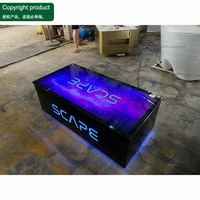 Mobilier de salon de chicha et de boîte de nuit : Canapé long rembourré en PU et table lumineuse à LED pour projets de bars et discothèques