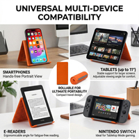 Support pliable universel réglable en hauteur en aluminium durable avec pieds de support élastiques en silicone pour téléphone, tablette et ordinateur portable