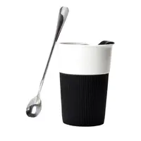 Цветная Нескользящая силиконовая керамическая портативная чашка для кофе и машины с крышкой