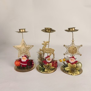 Adornos de Candelabro Dorado con Ciervos, Estrellas y Copos de Nieve de Navidad Estilo Europeo y Americano para Decoración de Escritorio y Fondo - Product Image 2