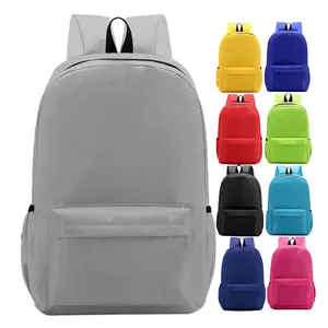 OEM ODM Sample Service 600D Polyester Simple Style Gray Pupils School Bag Student Back Pack Backpack for Kids