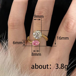 Anello aperto a forma di pera dolce per donna, elegante gioiello da dito alla moda - Product Image 3