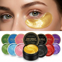 Patchs Masques Contour des Yeux Multi-Couleurs Or 24K (60 unités) - Traitement Anti-Rides au Collagène pour Yeux Gonflés et Cernes
