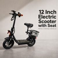 Trottinette électrique intelligente pliable et étanche pour adulte, prix usine, avec siège et panier, batterie lithium 48V 8Ah, moteur brushless 500W, autonomie 25-30km