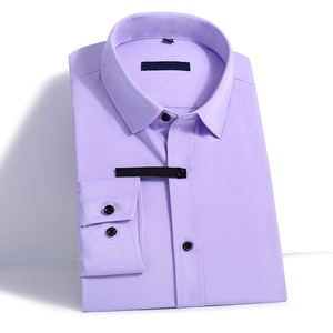 Camicia da <span class=keywords><strong>Uomo</strong></span> Primaverile di Alta Qualità, <span class=keywords><strong>Slim</strong></span> <span class=keywords><strong>Fit</strong></span>, Maniche Lunghe, Tinta Unita, Taglie Grandi, <span class=keywords><strong>Abbigliamento</strong></span> Maschile - Product Image 2