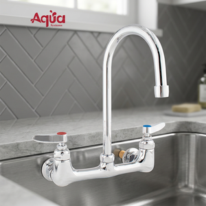 Heavy Duty Brass Chrome Finish Kitchen Mixer Tap Dual Handle <b>Hot</b> <b>Cold</b> Water With Pull Out Sprayer for Quick Rinsing - Product Image 1