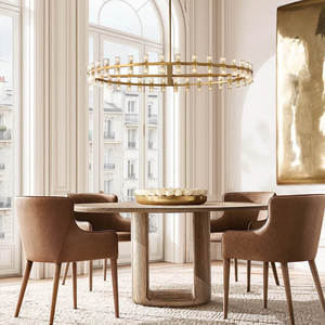 60" Large Circle LED Brass Chandelier Villa Living Room Dining Room Table Big Gold Crystal Round Chandelier - Product Image 2