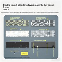 Kit DIY Zornher ZH100 de 100 Teclas con Interruptores Intercambiables en Caliente y Teclas con Junta Integrada, Kit Trimodal con Absorción de Sonido