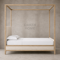 Lit à baldaquin en chêne massif sur mesure pour chambre à coucher, lit plateforme en bois de chêne, tailles Queen et King, mobilier de maison
