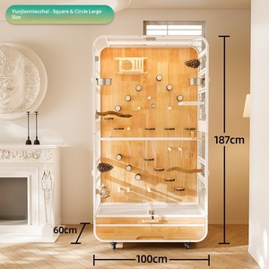 Gaiola Grande para Pássaros, Vila Panorâmica de Luxo para Papagaios, Armário de Madeira Maciça Ecológico, Suporte DIY para Arara, Calopsita e Agapornis com Poleiro - Product Image 1