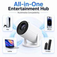 Mini projecteur intelligent Transjee A20 |   Mise au point automatique et 180° °   Rotatif |   Prise en charge Full HD 1080P |   Projecteur de films portable