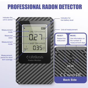 Moniteur <span class=keywords><strong>de</strong></span> qualité <span class=keywords><strong>de</strong></span> l'air portable, détecteur <span class=keywords><strong>de</strong></span> <span class=keywords><strong>radon</strong></span>, utilisation intérieure, sol, eau, moniteur <span class=keywords><strong>de</strong></span> <span class=keywords><strong>radon</strong></span>, écran LCD, détecteur numérique <span class=keywords><strong>de</strong></span> <span class=keywords><strong>radon</strong></span> - Product Image 6