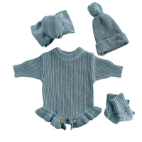 Combinaison chaude une pièce pour bébé automne/hiver 2026 – Grenouillère en tricot avec lettres brodées à la main personnalisables