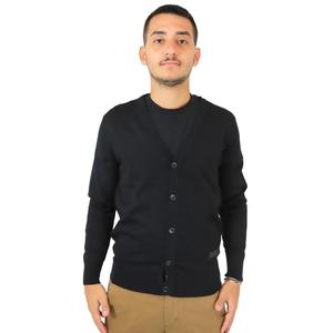 Cárdigan para Hombre, Negro, Manga Larga, Cuello en V, Botones al Frente, Estilo Casual - Product Image 1
