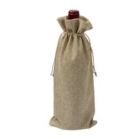 Vente en gros de bouteilles de vin rouge de 750ml emballage de champagne en lin sac à cordon de jute de Noël avec motif en lin style lettre