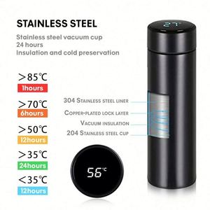 500ml Smart Digital Temperature Display <b>Thermos</b> <b>Bottle</b> Long-lasting Heat 304 Stainless Steel Customizable Logo Business Gifts - Product Image 2