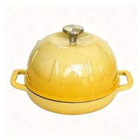 Four à pain en fonte émaillée jaune, cloche à pain rond à levain avec couvercle bombé, vente en gros