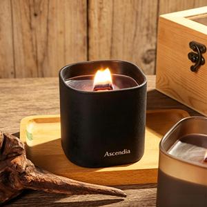 Bougie parfumée Ascendia en cire de soja dans un pot en métal, parfum boisé, aromathérapie, décoration d'intérieur, style minimaliste, durée de combustion de 40 à 60 heures - Product Image 1