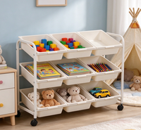 Étagère de rangement pour jouets d'enfants écologique à trois niveaux, imperméable, avec roulettes, design moderne pour la maison