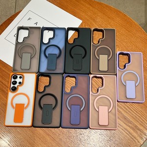 High quality Strip stand Frosted Magnetic Mobile phone case for Samsung S26 Ultra 25 24 23 plus Shockproof Bracket <b>cover</b> shell - Product Image 2