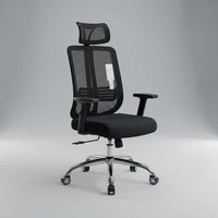 Chaise de bureau pivotante à hauteur réglable avec base chromée, chaise de bureau ergonomique en maille avec appui-tête