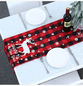 Saisonnier hiver vacances cuisine table à manger décoration noël chemin de table père noël bonhomme de neige fleur tissu décorations de noël - Product Image 1
