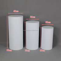 Ensemble de 3 supports de fleurs en métal blanc, fer ondulé, plinthes cylindriques en métal blanc, présentoir pour anniversaire, mariage, fête et décoration.