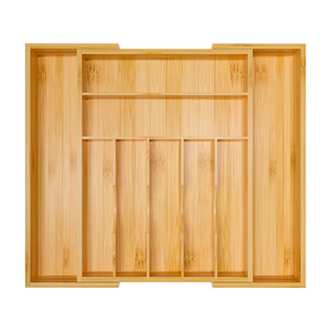 Bamboo Drawer Organizer Extendable Multi Compartment <b>Kitchen</b> <b>Storage</b> <b>Box</b> For Utensils Classification - Product Image 4