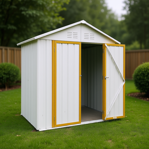 Caseta de Almacenamiento Exterior Apex Roof 4X6FT, Blanca y Amarilla, de Acero Galvanizado Resistente, para Jardín - Product Image 2