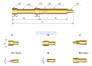 <strong>Pha</strong> H H B D <strong>J</strong> H G Huarong Probe Spring Top Needle Integrated Probe Test Needle - Product Image 2