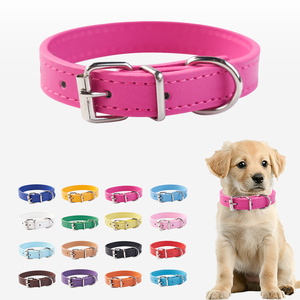Verstellbare modische kleine mittelgroße Hunde Katzen Stilvolle Lieferungen Welpen Haustier PU-Halsband mit Alu-Schnallen kette - Product Image 1