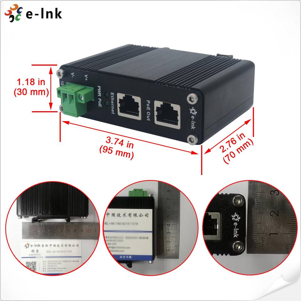 Industrial Hardened Gigabit High Power PoE Injector 12~48V DC Power Input